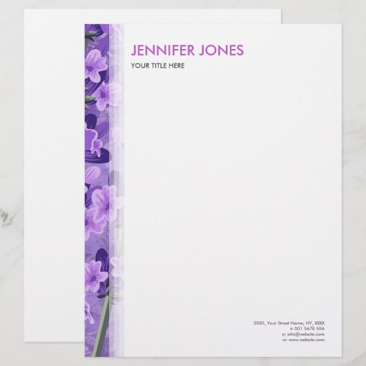 Leichtes Pastelllavendel-Muster Briefbogen (Vorne/Hinten)