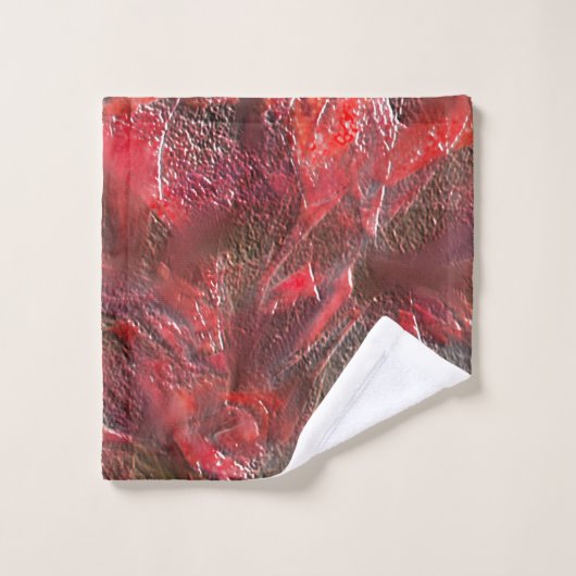 Leichtes Relief in Textur mit rotem Wachs überzoge Badhandtuch Set (Waschlappen)