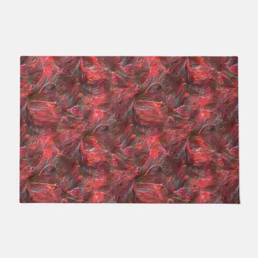 Leichtes Relief in Textur mit rotem Wachs überzoge Fußmatte (Vorderseite)