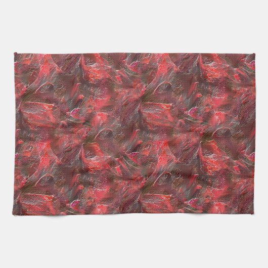 Leichtes Relief in Textur mit rotem Wachs überzoge Geschirrtuch (Horizontal)