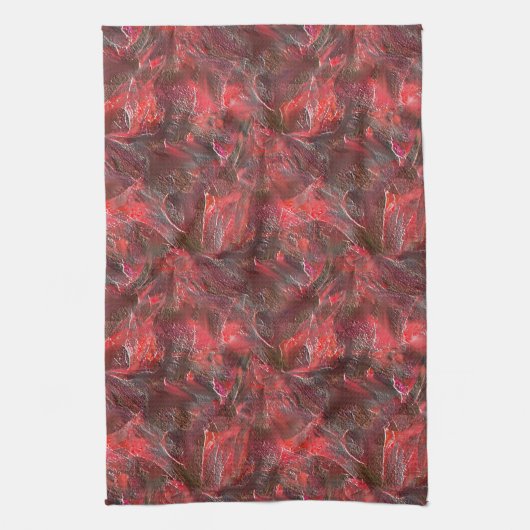 Leichtes Relief in Textur mit rotem Wachs überzoge Geschirrtuch (Vertikal)