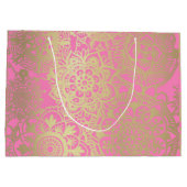 Leichtes Rosa und Gold Mandala Muster Große Gesche Große Geschenktüte (Rückseite)