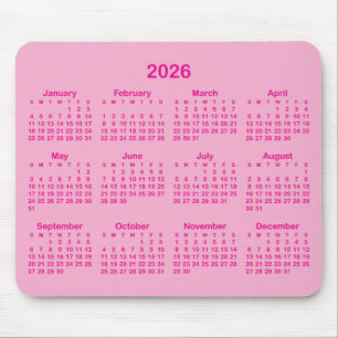 Leichtes und heißes Rosa 2026 Kalender Mousepad