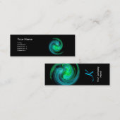 LEICHTES VORTEX MONOGRAM Lebendig schwarz-blau grü Mini Visitenkarte (Vorne/Hinten)