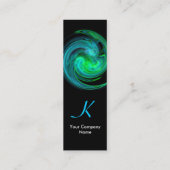 LEICHTES VORTEX MONOGRAM Lebendig schwarz-blau grü Mini Visitenkarte (Rückseite)