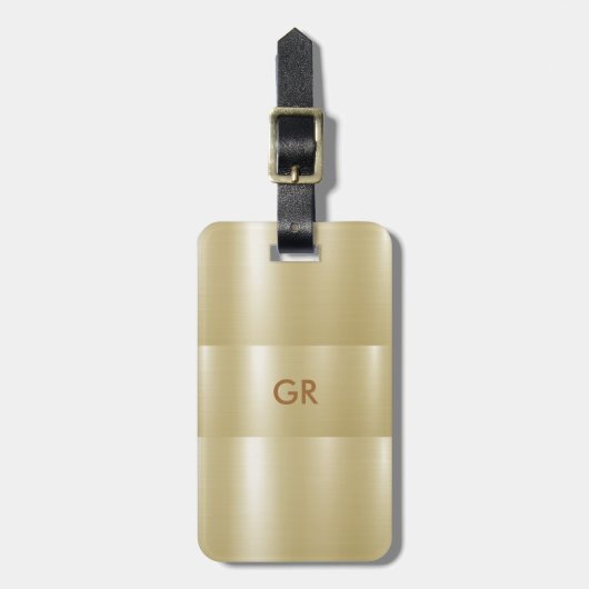 Leichtgold-Metallstruktur | tan typography Gepäckanhänger (Vorderseite vertikal)