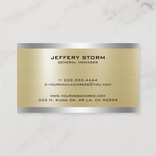 Leichtmetalltextur Silber Akzent Visitenkarte (Rückseite)