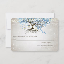 Leichtpulver Blauer Herzleder Tree Hochzeit RSVP