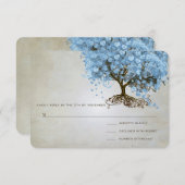 Leichtpulver Blauer Herzleder Tree Hochzeit RSVP (Vorne/Hinten)