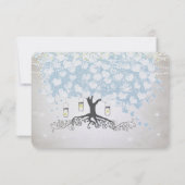 Leichtpulver Blauer Herzleder Tree Hochzeit RSVP Karte (Rückseite)