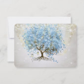 Leichtpulver Blauer Herzleder Tree Hochzeit RSVP Karte (Rückseite)