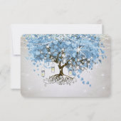 Leichtpulver Blauer Herzleder Tree Hochzeit RSVP Karte (Rückseite)