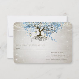 Leichtpulver Blauer Herzleder Tree Hochzeit RSVP Karte