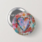Leichtsinniges Herz-abstrakte Kunst, die rosarotes Button (Vorne & Hinten)