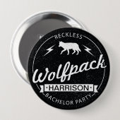 Leichtsinniges Wolfpack Junggeselle-Party pflegt Button (Vorne & Hinten)