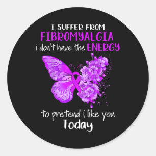 Leiden an der Fibromyalgie Butterfly Purpl Runder Aufkleber