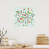 Leiden City Illustrierte Karte mit Minze Hintergru Poster (Küche)