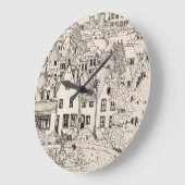 Leiden South Holland Niederlande Pen Ink Zeichnend Große Wanduhr (Winkel)