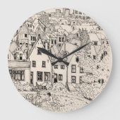 Leiden South Holland Niederlande Pen Ink Zeichnend Große Wanduhr (Vorderseite)