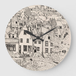 Leiden South Holland Niederlande Pen Ink Zeichnend Große Wanduhr