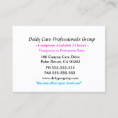 Leidenschaft Blume dort, um Ihnen zu helfen, Pfleg Visitenkarte (Rückseite)