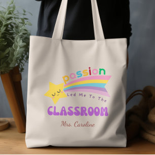 Leidenschaft führte mich zum Klassenzimmer-Rainbow Tragetasche