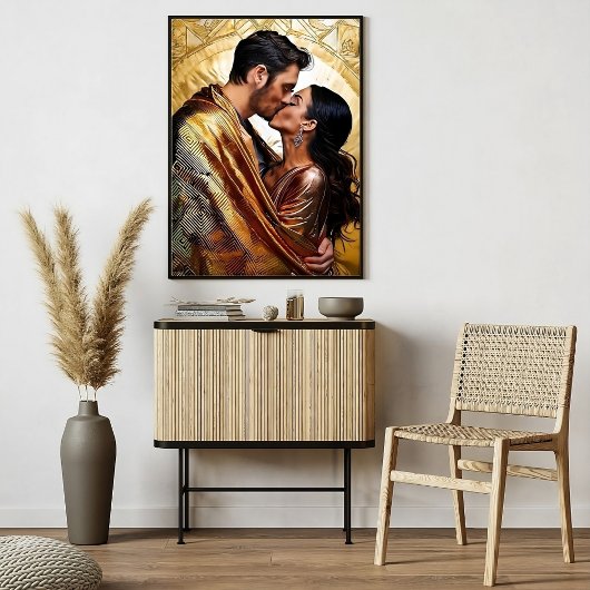 Leidenschaft für das Küssen im goldenen Design ❤️ Poster