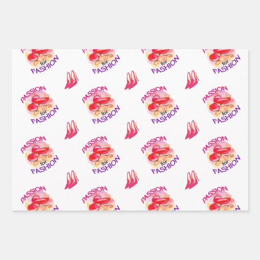 'Leidenschaft für Mode' - Stil A Geschenkpapier Set (Vorderseite 2)
