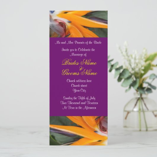 Leidenschaft im Paradies für tropische Hochzeiten Einladung (Stehend Vorderseite)