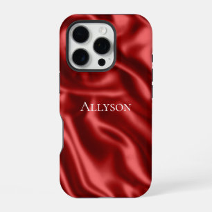 Leidenschaft Rot Romantisch Faux Satin iPhone 16 Pro Hülle