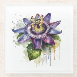 Leidenschaftliche Lila Passionsblume Glasuntersetzer