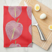 leidenschaftliches rosa Anthurium-Muster Handtuch (Viertel Falte)