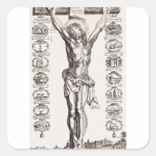 Leidensgeschichte Jesu Christi Kreuzigung Quadratischer Aufkleber