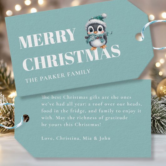 LEIDER CHRISTMAS! Schön, Pinguin mit Weihnachtsman Geschenkanhänger