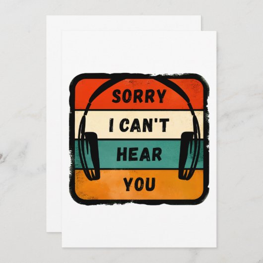 Leider kann ich Sie nicht hören - Retro-Kopfhörer Einladung (Vorne/Hinten)