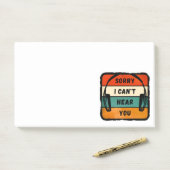 Leider kann ich Sie nicht hören - Retro-Kopfhörer Post-it Klebezettel (Auf Schreibtisch)