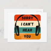 Leider kann ich Sie nicht hören - Retro-Kopfhörer Postkarte (Vorne/Hinten)
