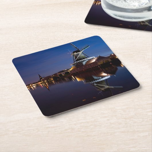 Leidschendam-Windmühle mit Nachdenken Rechteckiger Pappuntersetzer (angewinkelt)