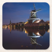 Leidschendam-Windmühle mit Nachdenken Rechteckiger Pappuntersetzer (Vorderseite)