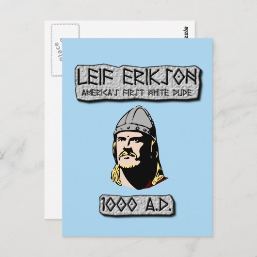 Leif Erikson: Amerikas erster weißer Typ Postkarte (Vorne/Hinten)