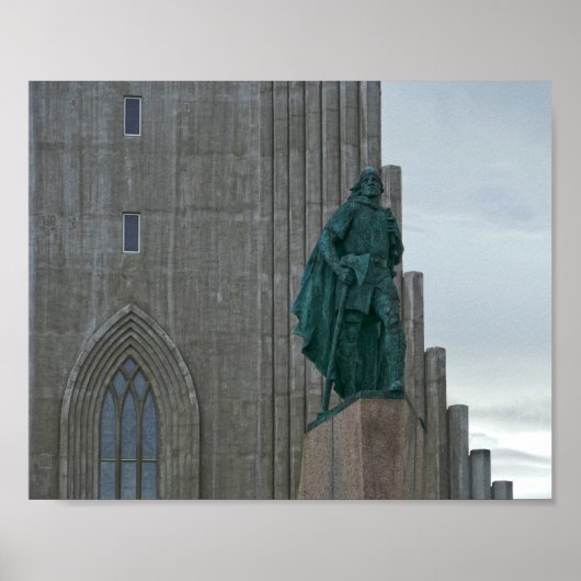 Leif Erikson, Hallgrimskirkja, Reykjavik, Island Poster (Vorne)