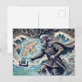 Leif Erikson in Pastel Chalk Zeichnend Postkarte (Vorne/Hinten)