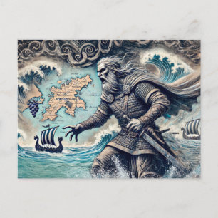 Leif Erikson in Pastellkreidezeichnung Postkarte