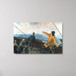 Leif Eriksson visiert Land in Amerika, 1893 an Leinwanddruck