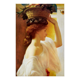 Leighton Eucharis Girl mit Obstkorb Poster
