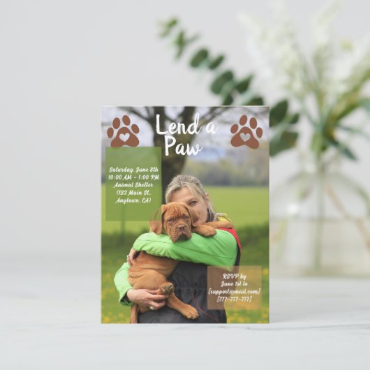 Leihe eine Paw, Tierschutzant-Freiwillige Einladung (Stehend Vorderseite)