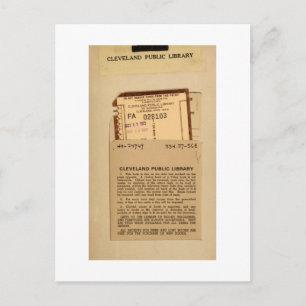 Leihfristkarte und Stempel der Bibliothek Postkarte
