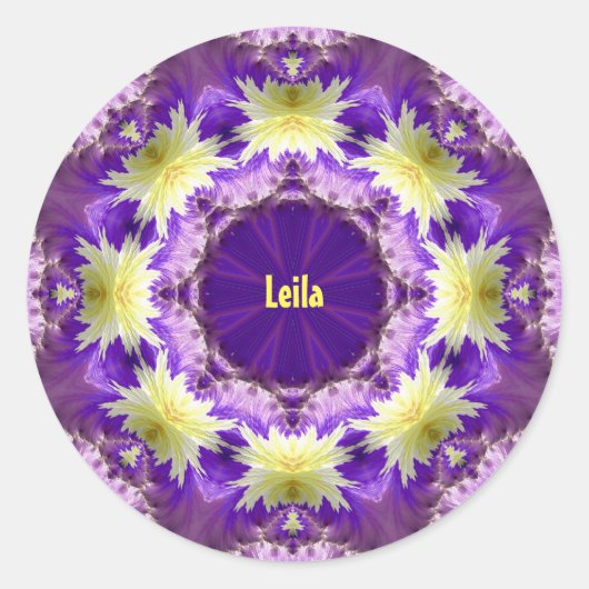 LEILA ~ Lila Yellow ~ Runder Aufkleber (Vorderseite)