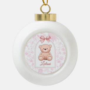 Leilani   Benutzerdefiniertes rosa Teddy-Bär-Kinde Keramik Kugel-Ornament
