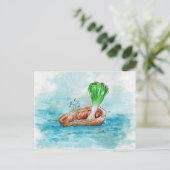 Leine in einem Boot mit einem Laken Funny Pub Postkarte (Stehend Vorderseite)